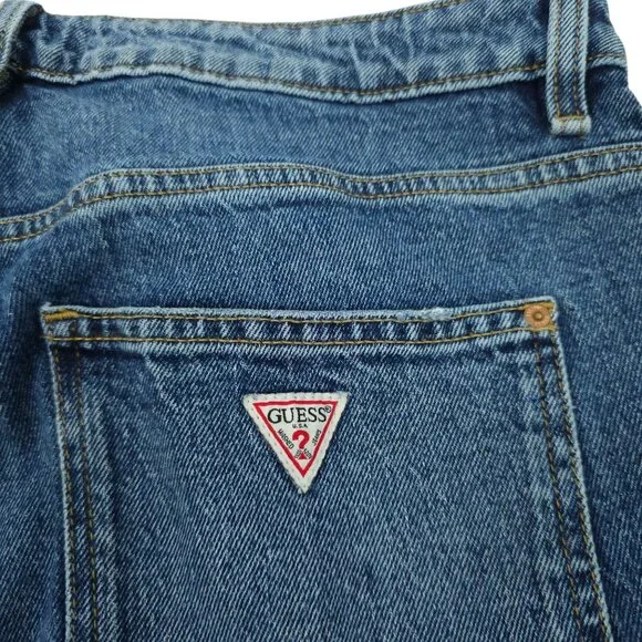 Guess Mom Jeans High Rise Womens 31x27 Med Wash Denim Ankle Style Cropped Pants - Picture 4 of 15